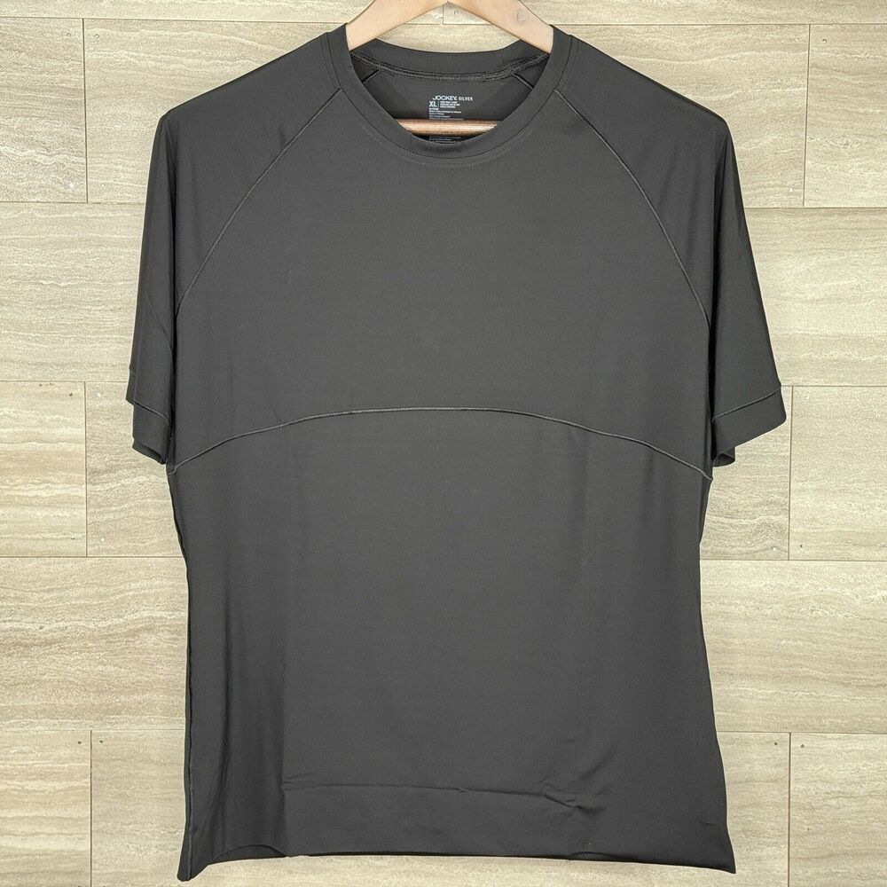 Jockey Sport Silver Sculpting Undershirt Black Shirt Short Sleeve Mens XL New